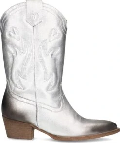 Sacha - Dames - Zilverkleurige Leren Cowboy Laarzen - Maat 41