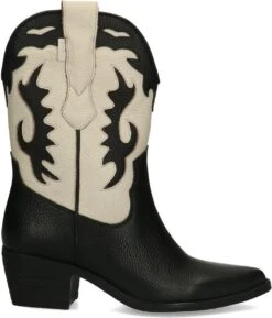Manfield - Dames - Zwarte Leren Cowboy Laarzen - Maat 38