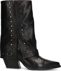 Sacha - Dames - Zwarte Leren Laarzen Met Studs - Maat 38