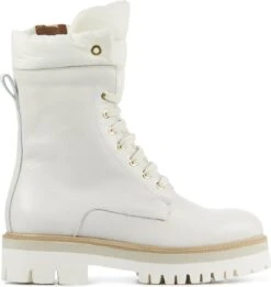 Mace Veterboots Dames / Laarzen / Damesschoenen - Canvas - M1100 - Gebroken Wit - Maat 38