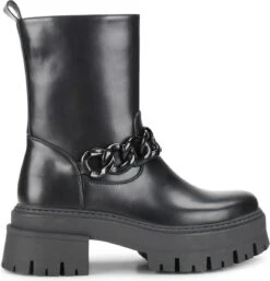 POSH By Poelman LINA Dames Enkel Laarzen Met Ketting - Zwart- Maat 38