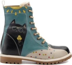 GOBY - Colourfull Cat - Boots - Laars - Laarzen - Damesboots - Dames Laarzen - Longboots - Handmade - Dierenprint - Maat 39