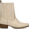 Manfield - Dames - Beige Leren Lage Cowboy Laarzen - Maat 38
