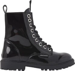 Vingino Eva High Veterboots - Laarzen Met Veters - Meisjes - Zwart - Maat 28