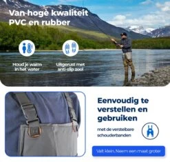 EASTWALL Waadpak Maat 45 - Waterdicht PVC Pak – Waadbroek Met Laarzen – Visserspak - Waterdicht Tuinpak - Warmtepak - Grijs/Blauw -Gabor Verkoop 2024 1200x1142 7