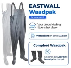 EASTWALL Waadpak Maat 43 - Waterdicht PVC Pak - Waadbroek Met Laarzen - Visserspak - Waterdicht Tuinpak - Warmtepak - Grijs/blauw -Gabor Verkoop 2024 1200x1142 9