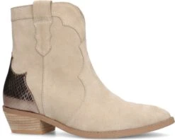 Manfield - Dames - Beige Suède Cowboy Laarzen Met Metallic Detail - Maat 40 -Gabor Verkoop 2024 1200x962