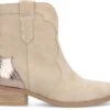 Manfield - Dames - Beige Suède Cowboy Laarzen Met Metallic Detail - Maat 39