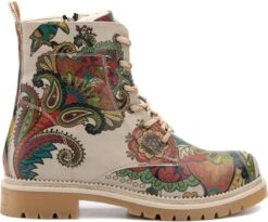 GOBY - Flowerart - Ankle Boots - Laars - Laarzen - Damesboots - Dames Laarzen - Enkel Laarzen - Handmade - Bloemenprint - Maat 36