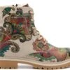 GOBY - Flowerart - Ankle Boots - Laars - Laarzen - Damesboots - Dames Laarzen - Enkel Laarzen - Handmade - Bloemenprint - Maat 38