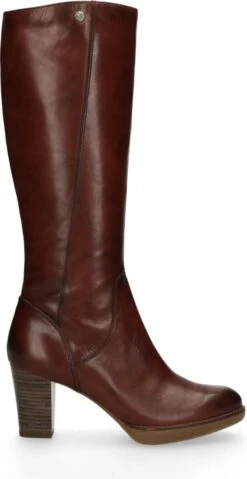 No Stress - Dames - Cognac Leren Laarzen Met Hak - Maat 40