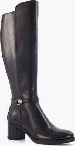 Hush Puppies Leren Dames Laarzen Met Hak - Zwart - Maat 40