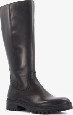 Hush Puppies Hoge Leren Dames Laarzen - Zwart - Maat 39