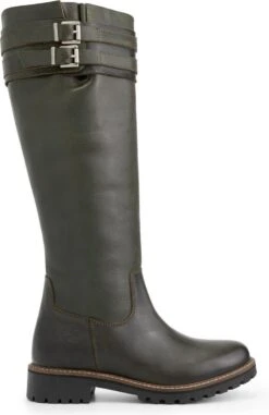 Travelin' Stavanger Leren Dames Laarzen - Wol Gevoerde Laars - Olijfgroen/Legergroen Leer - Maat 38