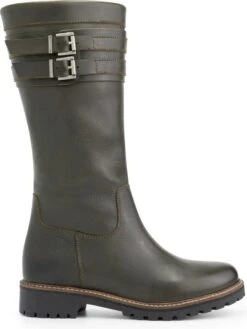 Travelin' Solstad Leren Dames Laarzen - Wol Gevoerde Laars - Olijfgroen/Legergroen Leer - Maat 39