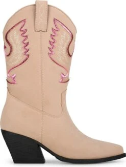 POSH By Poelman BIBI Dames Laarzen - Beige Met Combinatie - Maat 39