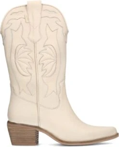 Manfield - Dames - Witte Leren Cowboy Laarzen - Maat 41