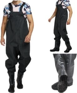 Waadpak - Waterdicht Pak PVC - Waadbroek Met Vaste Laarzen - Schoenmaat 43